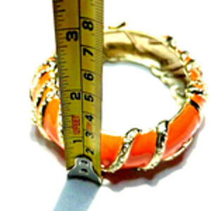 Nordstrom Clamper Bracelet Serpent Orange Gold Enamel Hinge Bangle New Retro